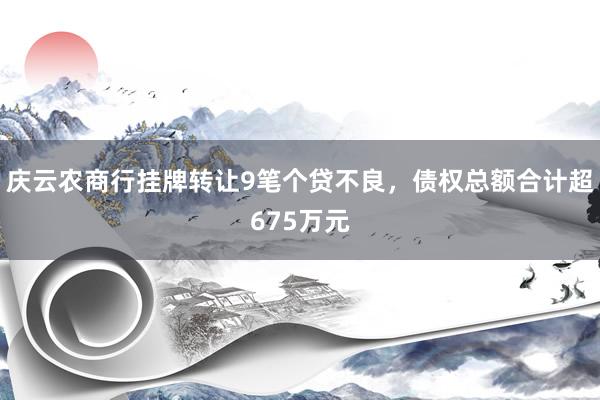 庆云农商行挂牌转让9笔个贷不良，债权总额合计超675万元